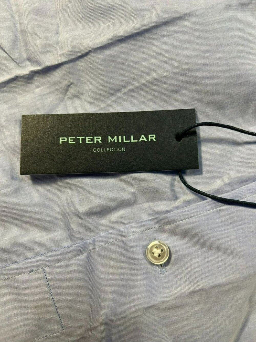 Peter Millar Mens Button-Down Shirt Blue M 100% Cotton Summer Soft Twill New NWT - Picture 5 of 8